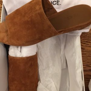 Vince suede slides Bartley cedar color